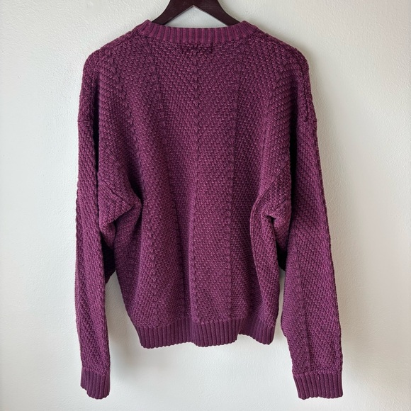 Vintage Eddie Bauer Chunky Knit Sweater In Burgundy 100% Cotton Women’s Sz Large - Picture 3 of 5